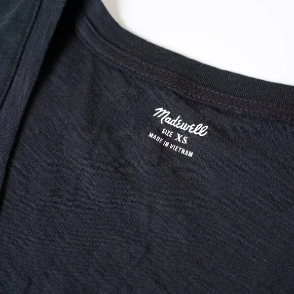 Madewell Whisper Cotton V Neck Pocket Tee Relaxed Fit Lightweight Black - Picture 5 of 9